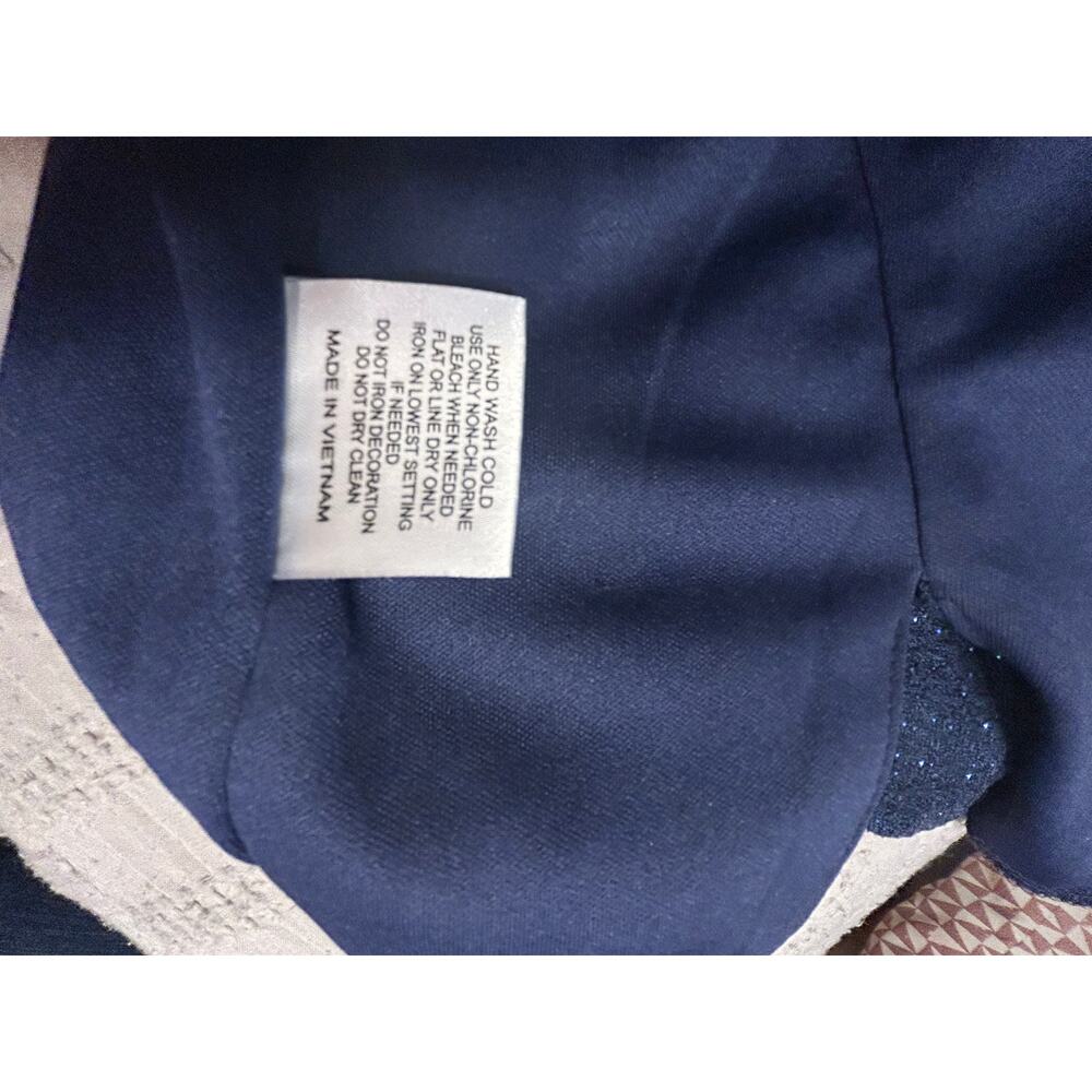 Midnight Doll Asymmetrical one-shoulder neckline, Navy Blue Shimmer Dress-Size S - Picture 12 of 13